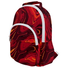 Red Vivid Marble Pattern 15 Rounded Multi Pocket Backpack by goljakoff