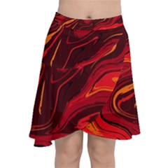 Red Vivid Marble Pattern 15 Chiffon Wrap Front Skirt by goljakoff