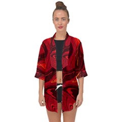 Red Vivid Marble Pattern 15 Open Front Chiffon Kimono by goljakoff