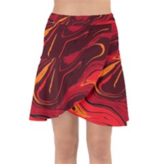 Red Vivid Marble Pattern 15 Wrap Front Skirt by goljakoff