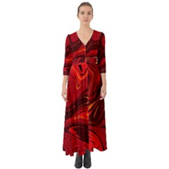 Red Vivid Marble Pattern 15 Button Up Boho Maxi Dress by goljakoff