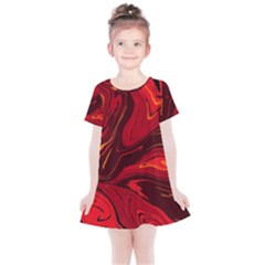 Red Vivid Marble Pattern 15 Kids  Simple Cotton Dress by goljakoff