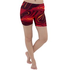 Red Vivid Marble Pattern 15 Lightweight Velour Yoga Shorts by goljakoff