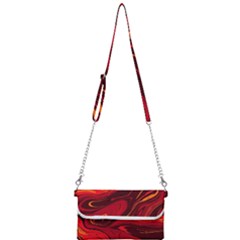 Red Vivid Marble Pattern 15 Mini Crossbody Handbag by goljakoff