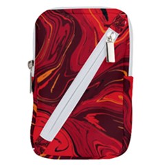 Red Vivid Marble Pattern 15 Belt Pouch Bag (large) by goljakoff