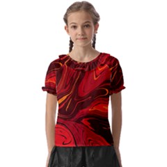 Red Vivid Marble Pattern 15 Kids  Frill Chiffon Blouse by goljakoff