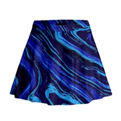 Blue Vivid Marble Pattern 16 Mini Flare Skirt by goljakoff