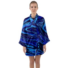 Blue Vivid Marble Pattern 16 Long Sleeve Satin Kimono by goljakoff