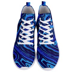 Blue Vivid Marble Pattern 16 Men s Lightweight High Top Sneakers by goljakoff