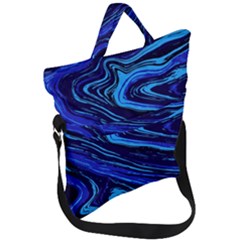 Blue Vivid Marble Pattern 16 Fold Over Handle Tote Bag by goljakoff