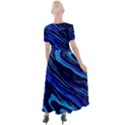 Blue Vivid Marble Pattern 16 Button Up Short Sleeve Maxi Dress View2