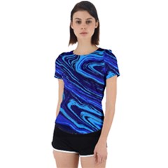 Blue Vivid Marble Pattern 16 Back Cut Out Sport Tee by goljakoff