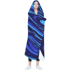 Blue Vivid Marble Pattern 16 Wearable Blanket by goljakoff