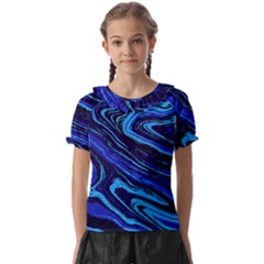 Blue Vivid Marble Pattern 16 Kids  Frill Chiffon Blouse by goljakoff