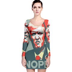 Trump Nope Long Sleeve Velvet Bodycon Dress by goljakoff