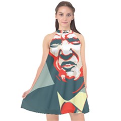 Trump Nope Halter Neckline Chiffon Dress  by goljakoff