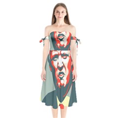 Trump Nope Shoulder Tie Bardot Midi Dress by goljakoff