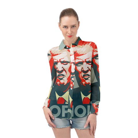 Trump Nope Long Sleeve Chiffon Shirt by goljakoff