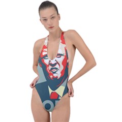 Trump Nope Backless Halter One Piece Swimsuit by goljakoff