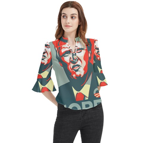 Trump Nope Loose Horn Sleeve Chiffon Blouse by goljakoff