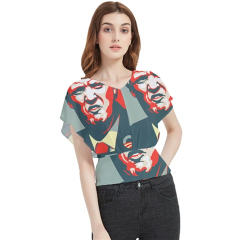 Trump Nope Butterfly Chiffon Blouse by goljakoff