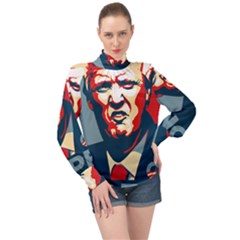 Trump2 High Neck Long Sleeve Chiffon Top by goljakoff