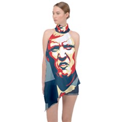 Trump2 Halter Asymmetric Satin Top by goljakoff