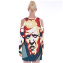 Trump pop art Velvet Long Sleeve Shoulder Cutout Dress View2