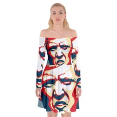 Trump Pop Art Off Shoulder Skater Dress by goljakoff