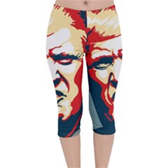 Trump Pop Art Velvet Capri Leggings  by goljakoff