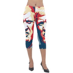 Trump Pop Art Lightweight Velour Capri Leggings  by goljakoff