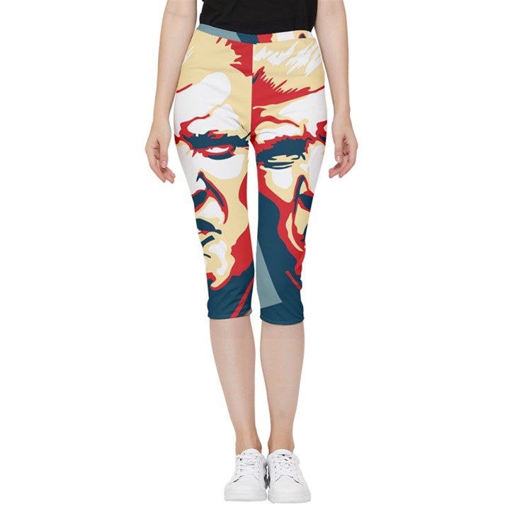 Trump pop art Inside Out Lightweight Velour Capri Leggings 