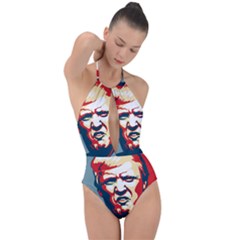 Trump Pop Art Plunge Cut Halter Swimsuit by goljakoff