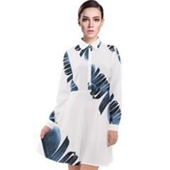 Blue Banana Leaves Long Sleeve Chiffon Shirt Dress by goljakoff