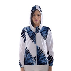 Blue Banana Leaves Women s Hooded Windbreaker by goljakoff