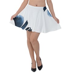 Blue Banana Leaves Velvet Skater Skirt by goljakoff