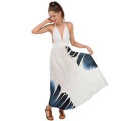 Blue Banana Leaves Backless Maxi Beach Dress by goljakoff