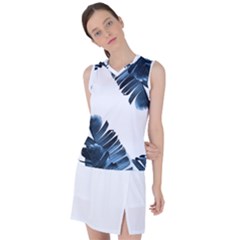 Blue Banana Leaves Women s Sleeveless Sports Top by goljakoff