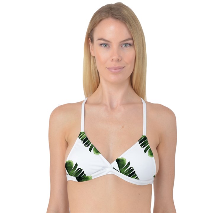 Green banana leaves Reversible Tri Bikini Top