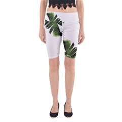 Green Banana Leaves Yoga Cropped Leggings by goljakoff