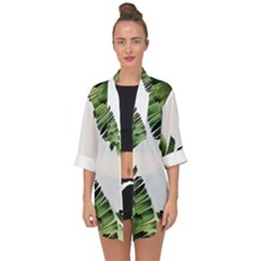 Green Banana Leaves Open Front Chiffon Kimono by goljakoff