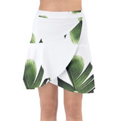 Green Banana Leaves Wrap Front Skirt by goljakoff