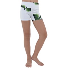 Green Banana Leaves Kids  Lightweight Velour Yoga Shorts by goljakoff