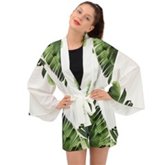 Green Banana Leaves Long Sleeve Kimono by goljakoff