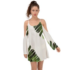 Green Banana Leaves Kimono Sleeves Boho Dress by goljakoff