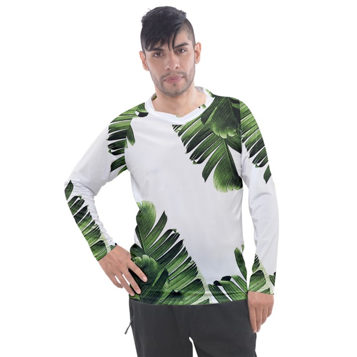 Green banana leaves Men s Pique Long Sleeve Tee