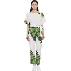 Green Banana Leaves Batwing Lightweight Jumpsuit by goljakoff