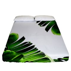 Banana Leaves Fitted Sheet (queen Size) by goljakoff