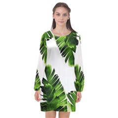 Banana Leaves Long Sleeve Chiffon Shift Dress  by goljakoff