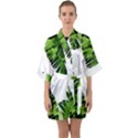 Banana leaves Half Sleeve Satin Kimono  View1